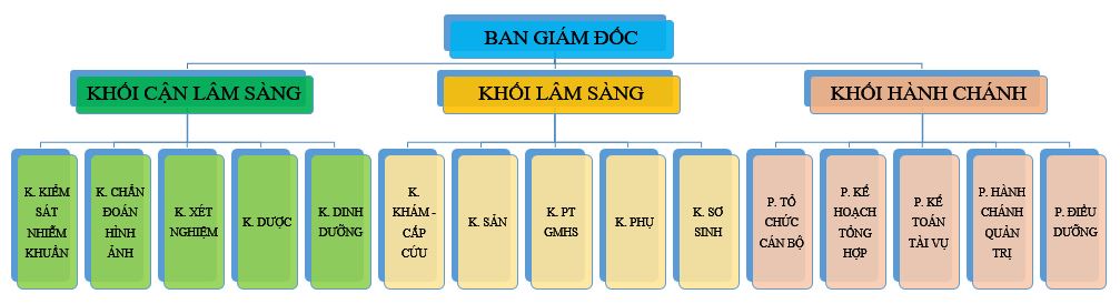 Sơ đồ Cơ cấu tổ chức Bệnh viện Phụ sản Tiền Giang